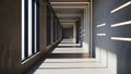 Modern concrete hallway with geometric light patterns architecture interior geometric lighting Royalty Free Stock Photo