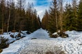 Long mountain trail full of fresh snow and ice Royalty Free Stock Photo