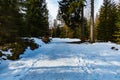 Long mountain trail full of fresh snow and ice Royalty Free Stock Photo