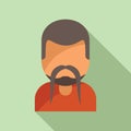 Long mustache beard icon flat vector. Man style