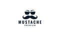 Long mustache face with sunglasses logo design Royalty Free Stock Photo