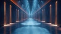 A long, narrow corridor with a series of spotlights illuminating the space Royalty Free Stock Photo