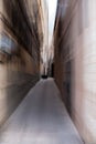 Long narrow passage between urban buildings