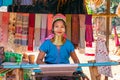 Long Neck Karen woman smiling at hill tribe villages, Chiang Rai Province, Thailand