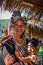 Long Neck Woman and baby near Chiang Mai, Thailand