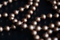 Long necklace of brown beads on a dark background Royalty Free Stock Photo