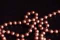 Long necklace of brown beads on a dark background Royalty Free Stock Photo