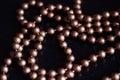 Long necklace of brown beads on a dark background Royalty Free Stock Photo