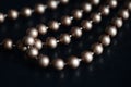 Long necklace of brown beads on a dark background Royalty Free Stock Photo