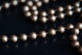 Long necklace of brown beads on a dark background Royalty Free Stock Photo