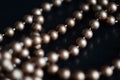 Long necklace of brown beads on a dark background Royalty Free Stock Photo