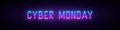 Long neon signboard with glowing Cyber Monday inscription. Royalty Free Stock Photo