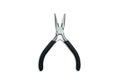 Long nose pliers with cutter. Black handles. Isolated on white