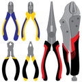 Long nose pliers. Cutting pliers design on white background. Royalty Free Stock Photo