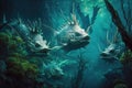 Long-Nosed Chimaera Fish Underwater Lush Nature by Generative AI