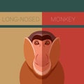 Long-nosed monkey flat postcard