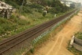 A long one Point Perspective of train transport track Royalty Free Stock Photo