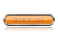 Long orange DOWNLOAD button with bold chrome frame. 3d shiny icon