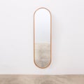 long oval mirror glass with wooden frame