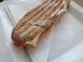 Long panini served on a plate Royalty Free Stock Photo