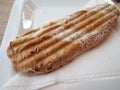 Long panini served on a plate Royalty Free Stock Photo