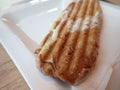 Long panini served on a plate Royalty Free Stock Photo