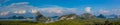 Long panorama from viewpoint Samet Nangshe at Phang Nga Bay in Thailand