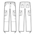 Long pants cargo template clip art collection clothing Royalty Free Stock Photo