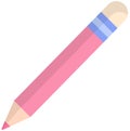 Long pencil with eraser. Sketching and painting tool on white background. Sharpened pencil