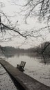 Long pier and the icey lake