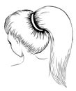 Long ponytail - line art