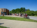 Long que to Swimming and paddling pools on Zakrzowek lake. Krakow, Poland Royalty Free Stock Photo