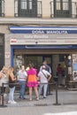 Spanish Christmas Lottery ticket buyers forming at the DoÃÂ±a Manolita Lotto office, Madrid Spain