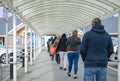 Long queue of people how waiting to entry into the Tesco store, Redditch, United Kingdom, 13 Feb 2021 Royalty Free Stock Photo