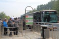 Long queue people waiting for bus Beijing China Royalty Free Stock Photo