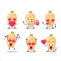 Long radish cartoon character with love cute emoticon