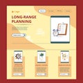 Long-range planning flat landing page website template. Marketing automation, organic content, premium content. Web