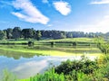 Long Range View of Green Algae on a Lake