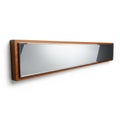 Long Rectangular Mirror with Wooden Frame and Silver Trim Mounted on White Wall narrow Royalty Free Stock Photo