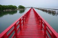 Long Red Bridge Samut Sakhon in bays