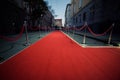 Long Red Carpet -  is traditionally used to mark the route taken by heads of state on ceremonial and formal occasions Royalty Free Stock Photo