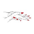 Long red nails hand drawn gesture sketch vector illustration line art