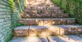 Long red stone staircase steps made out of big granite stone blocks old retro style background texture Royalty Free Stock Photo