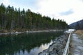 Long river with parallell forest landscape Royalty Free Stock Photo