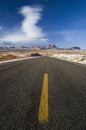 Long road leads to Monument Valley, Utah Royalty Free Stock Photo