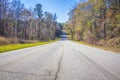 Long road and mossy trees in the country during the Fall