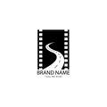 long road movie logo design vector