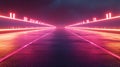 a long road with neon lights on it Royalty Free Stock Photo