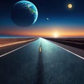 long road to planet Earth floating Royalty Free Stock Photo