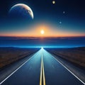 long road to planet Earth floating Royalty Free Stock Photo